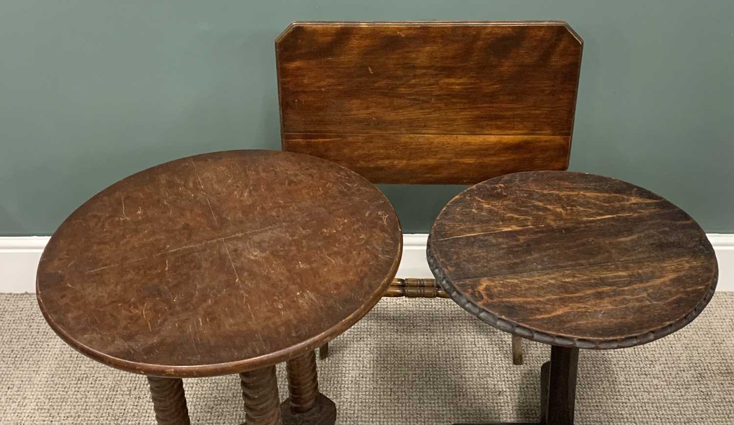 SEVEN ITEMS OF VINTAGE & LATER OCCASIONAL FURNITURE comprising walnut circular top table, spiral - Image 3 of 3