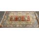 TWO EASTERN STYLE WOOLLEN RUGS, colourful red grounds, central repeating block pattern, one with - Image 2 of 5