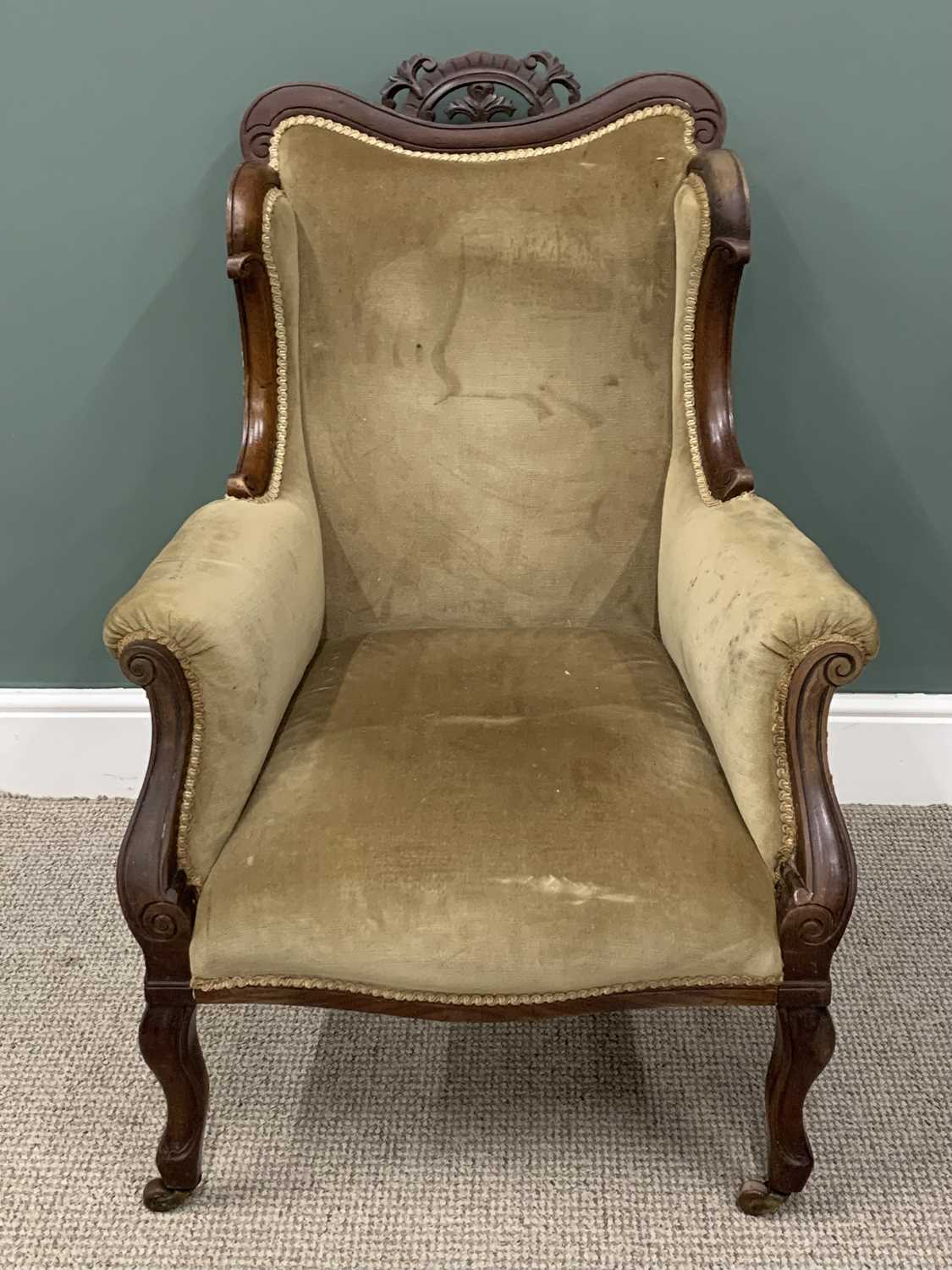 TWO VICTORIAN PARLOUR CHAIRS, comprising aesthetic movement style ebonised and gilt armchair, - Image 2 of 7