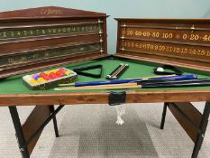 RILEY LTD & CHICK LTD VINTAGE MAHOGANY SNOOKER/BILLIARDS SCORE BOARDS, brass slide bars and