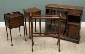 FOUR ITEMS OF ANTIQUE & LATER FURNITURE comprising Priory style oak bookcase, single upper drawer,