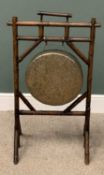 VICTORIAN BAMBOO FRAME DINNER GONG, 36cms diameter hanging brass gong, no beater, 94cms (h),