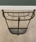 VICTORIAN BRASS & CAST IRON TEN DIVISION STICK STAND, 60cms (h), 48cms (w), 16cms (d) Provenance: