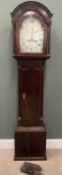 JOSEPH SMITH WREXHAM MAHOGANY LONGCASE CLOCK circa 1840, signed arched top painted dial, Roman