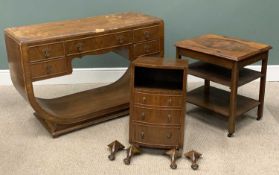 THREE ITEMS VINTAGE WALNUT & REPRODUCTION MAHOGANY FURNITURE, comprising Art Deco style walnut