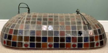 BILLIARDS TABLE OVERLIGHT SHADE in leaded coloured glass, 38cms (h), 122cms (w), 65cms (d)