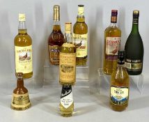 NINE BOTTLES OF WHISKY & COGNAC, comprising Glenmorangie 10 year old Single Highland Malt, 75cl in
