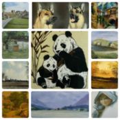 VARIOUS PAINTINGS/PRINTS - Victorian oleograph, farmyard scene, 29 x 44.5cms, 20th century