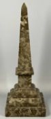 VINTAGE MARBLE OBELISK grey/brown, 45cms h