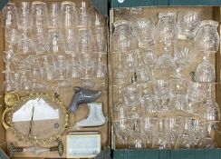 CUT AND OTHER DRINKING GLASSWARE, ornamental glassware, gilt framed dressing table glassware etc,