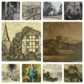 COLLECTION OF VARIOUS PRINTS & ENGRAVINGS, black and white engraving by Victor Gustave Lhuillier