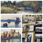 MIXED COLLECTION OF PAINTINGS, PRINTS, PHOTOGRAPHIC PRINTS ETC, to include, A Netherwood RCA,