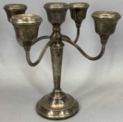 ELIZABETH II SILVER FOUR BRANCH CANDELABRA Birmingham 1973, Assay Office bicentenary mark, Maker A T