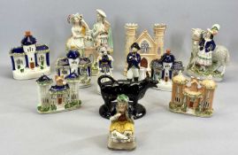 COLLECTION OF MID 19TH CENTURY STAFFORDSHIRE FIGURINES / PASTILLE BURNERS, including Napoleon, 19cms