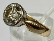 1.5CT DIAMOND SOLITAIRE RING, unmarked untested probably Continental gold, round brilliant in a