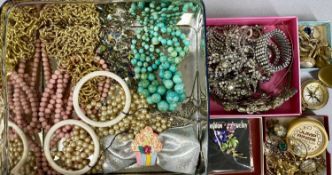 COLLECTION OF COSTUME JEWELLERY to include diamante tiaras, bracelets, earrings, necklaces, gold