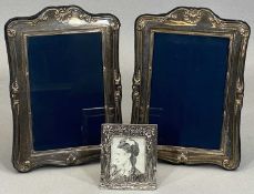 HALLMARKED SILVER PHOTOGRAPH FRAMES, a pair plus one other silver plated example, Sheffield 1993,
