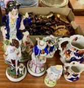 BRITISH & CONTINENTAL CERAMICS, 19th Century, including large Staffordshire flatback figure of