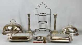 VARIOUS EPNS TABLEWARES to include pair of covered entree dishes, 30.5 x 22cms, two meat covers, one