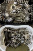 MIXED SILVER & EPNS to include two pairs of hallmarked silver Corinthian column candlesticks (