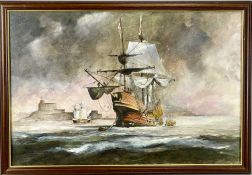 MALCOLM R. GLEESON (British 20th Century) acrylic on board - entitled verso 'Mary Rose off South