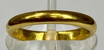 22CT GOLD WEDDING BAND, mid J-K, Birmingham date marked 1949, 3.6gms Provenance: deceased estate