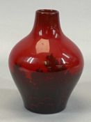 ROYAL DOULTON FLAMBE VASE, of baluster form, decorated with a rural scene, printed marks in black