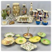 MIXED COLLECTION OF CERAMICS, including Carlton Ware floral bowls, Satsuma baluster vase, 27cms (h),