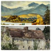 H. HUGHES RICHARDSON watercolour - mountainous lake landscape, entitled verso 