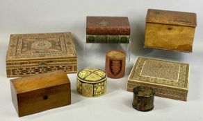 COLLECTION OF BOXES, Eastern mosaic box with plush lined interior, 29cms (w), an Eastern micro