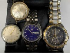 SEIKO & OTHER GENTLEMEN'S WRISTWATCHES (4), comprising Seiko 5 Automatic stainless steel bracelet
