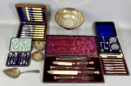 CASED & LOOSE CUTLERY SELECTION & A SMALL QUANTITY OF EPNS WARE, to include five piece antler handle
