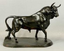 PAINTED CAST BRASS FIGURE OF A BULL, 28 (h) x 40cms (l) Provenance: private collection Gwynedd