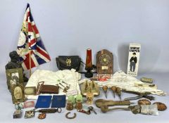 VARIOUS MIXED COLLECTABLES including cast iron doorstop Wellington, 23.5cms (h), vintage pair of