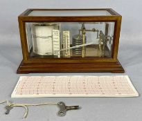 FRAMSIOLI BROTHERS MAHOGANY CASED CLOCKWORK BAROGRAPH, with thermometer, case with bevelled glass,