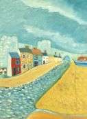 ‡ LAURA STENHOUSE colourful oil on canvas - Lower Gate street, Conwy, entitled verso 