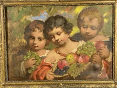 ‡ ZOLTAN VERESS (Hungarian 1868-1935) oil on canvas - figural work depicting children with colourful