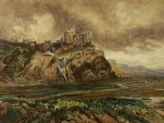‡ JOHN LLOYD BOND (British fl.1868) watercolour - extensive landscape with castle on hill, signed