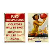 TWO REPRODUCTION METAL SIGNS, 