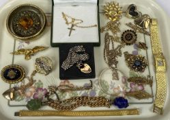 15CT, 9CT, GOLD TONE LADIES JEWELLERY COLLECTION, to include a 15ct lozenge shape locket on a fine