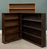 THREE OPEN BOOKSHELVES comprising modern pine with six shelves, 148.5 (h) x 117.5 (w) x 17cms (d),