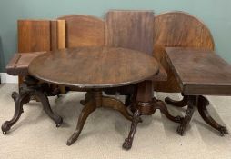 ANTIQUE DINING ROOM FURNITURE, to include oak circular top tripod table, 76 (h) x 132cms (diam.),