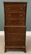 REPRODUCTION MAHOGANY TALL BOY of six narrow drawers, 117 (h) x 54 (w) x 37cms (d) Provenance: