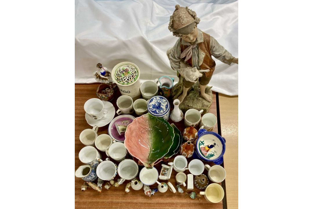 LARGE GROUP OF MIXED CERAMICS, including Royal Dux figure of a boy with dog, 52cms (h), Quimper - Image 1 of 6