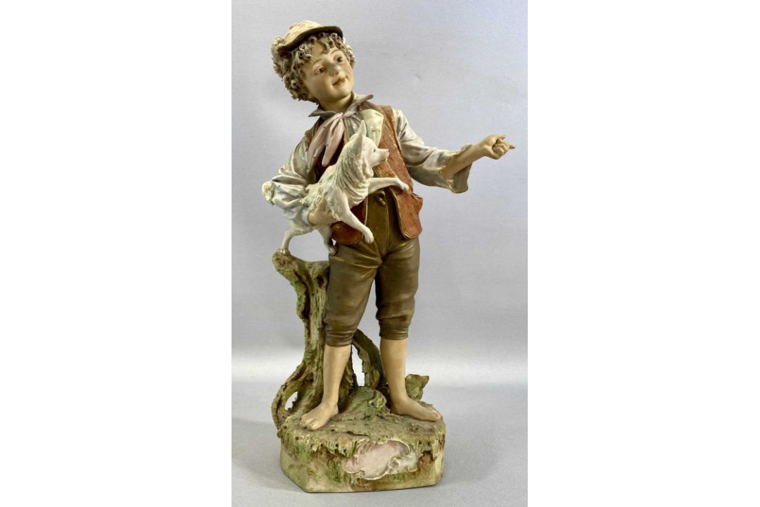 LARGE GROUP OF MIXED CERAMICS, including Royal Dux figure of a boy with dog, 52cms (h), Quimper - Image 4 of 6