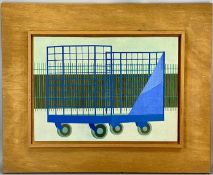‡ STEPHEN CHAPLIN oil on ply-wood - cage trolley entitled verso 