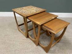 MID-CENTURY G-PLAN 'ASTRO' NESTING TABLES, the largest with tiled top, 51 (h) x 51 (w) x 51cms (d)