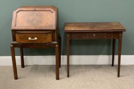 SMALL ART DECO WALNUT BUREAU & TABLE the bureau with single drawer on octagonal supports, 102 (h)