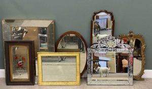 SEVEN VARIOUS MIRRORS the largest, 115 x 87cms Provenance: private collection Conwy