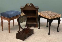 FURNITURE ASSORTMENT to include converted clock hood bookcase with base drawers, 75 (h) x 55 (w) x